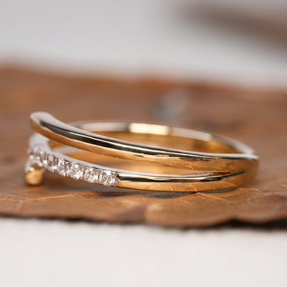 14K Solid Gold Minimalist Wraparound Triple Band Ring