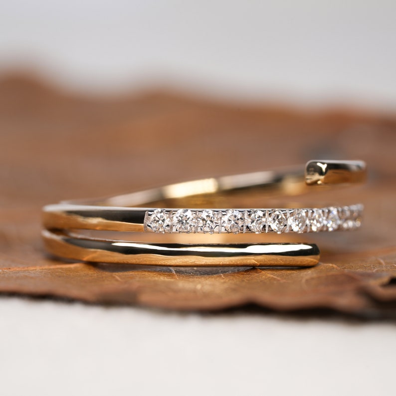 14K Solid Gold Minimalist Wraparound Triple Band Ring