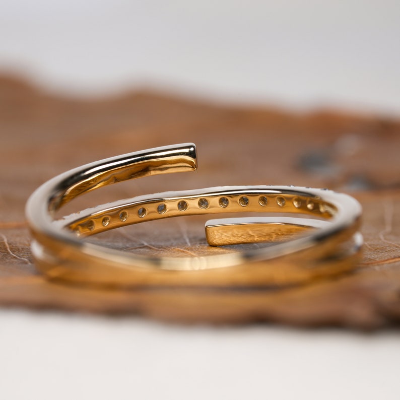14K Solid Gold Minimalist Wraparound Triple Band Ring