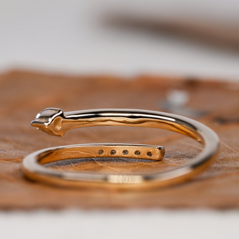 Open cuff lab diamond ring—minimal, adjustable, stackable