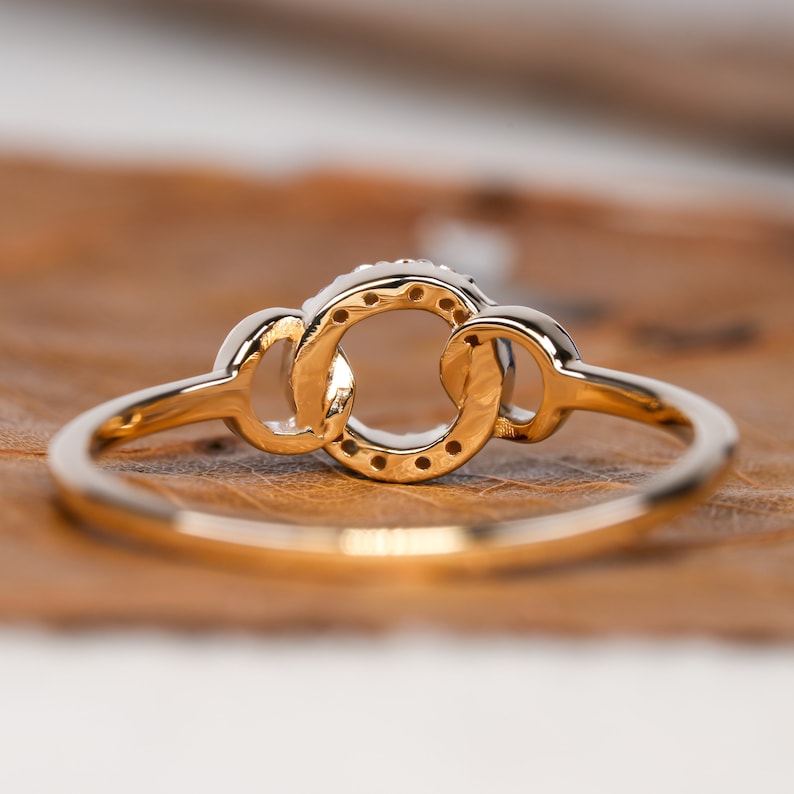 14K Gold Lab Diamond Open Circle Stackable Ring