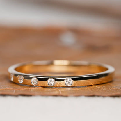 14K Gold 5 Stone Diamond Ring Dainty Stacking Band