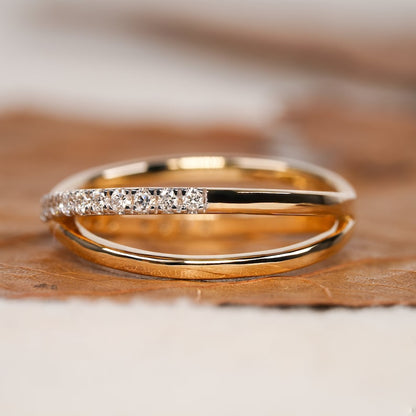 14K Gold Round Lab Grown Diamond Crossover Ring