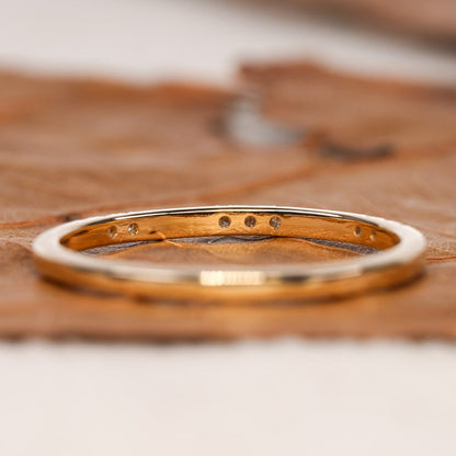 Lab Diamond Wedding Band 14K Gold, Minimal Pave Stacking Ring