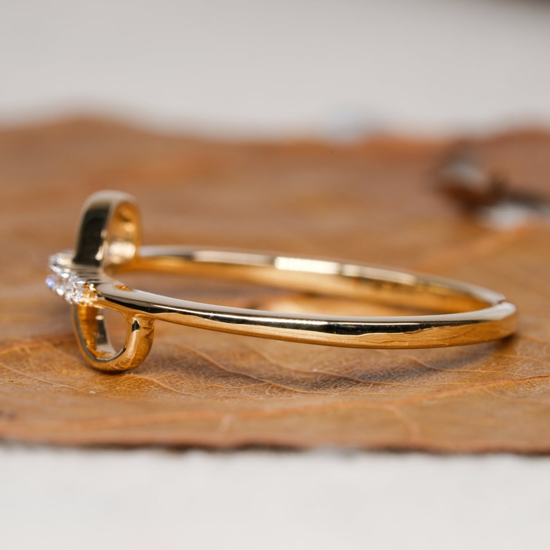 14K Yellow Gold Lab Diamond Infinity Minimalist Stacking Ring