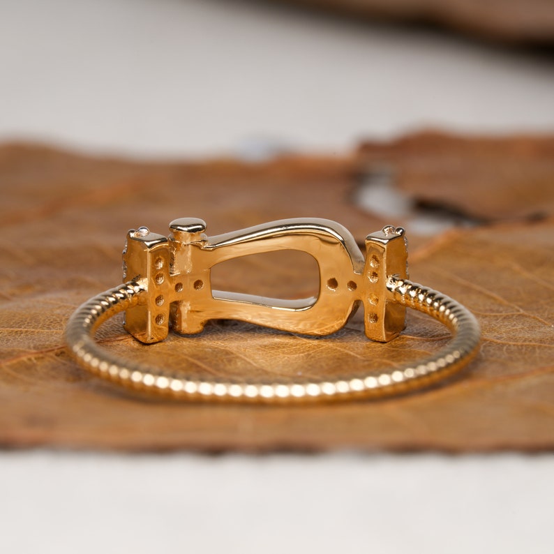 14K Gold Round Lab Diamond Buckle Ring