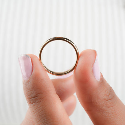 Lab Diamond Bezel Band Ring 14K Gold, Minimal Wedding Band