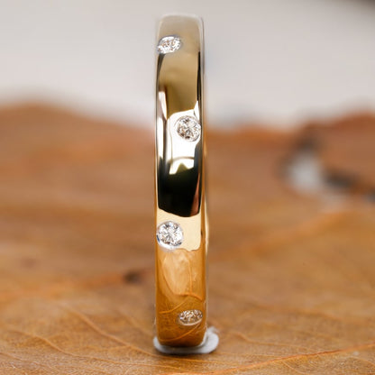 Lab Diamond Bezel Band Ring 14K Gold, Minimal Wedding Band
