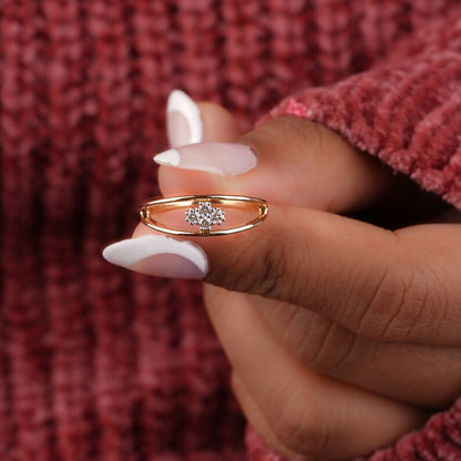 Round Lab Diamond Cluster Split Shank Engagement Ring