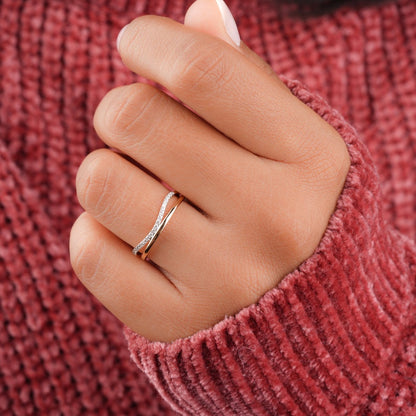 Lab Diamond Double Band Ring – 14K Gold