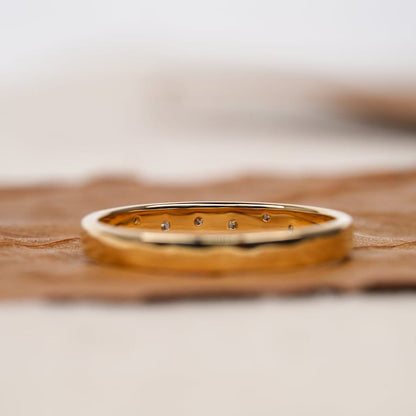 14K Gold Flush Set Round Lab Diamond Stacking Ring