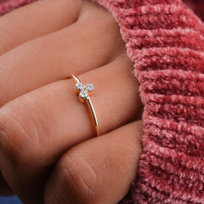 14K Gold Lab Grown Diamond Triangle Pave Stacking Ring