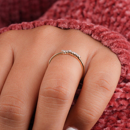 14K Gold Lab Grown Diamond Minimalist Cluster Wedding Ring