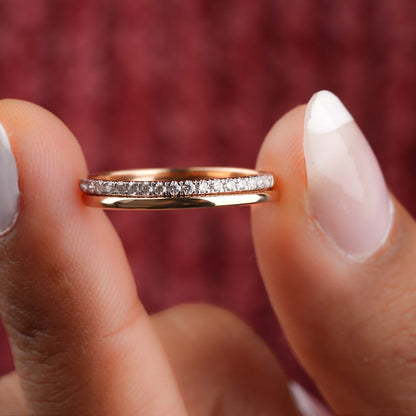 14K Gold Minimalist Lab Grown Diamond Wedding & Eternity Band Set
