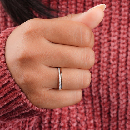 14K Gold Minimalist Lab Grown Diamond Wedding & Eternity Band Set