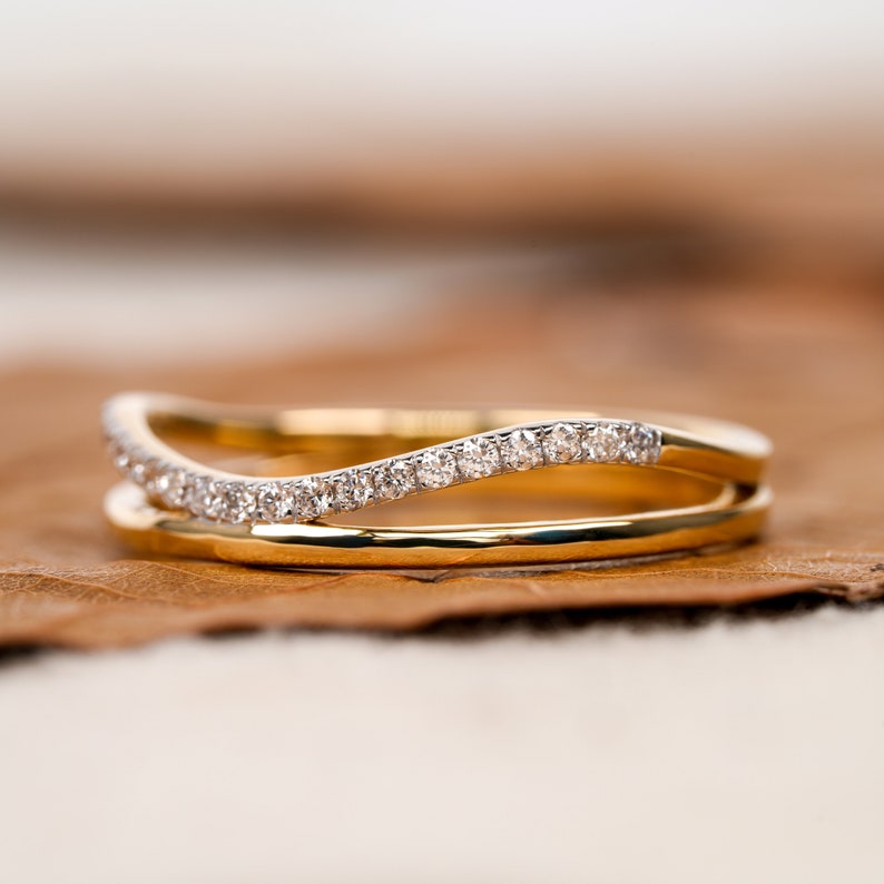 Lab Diamond Double Band Ring – 14K Gold