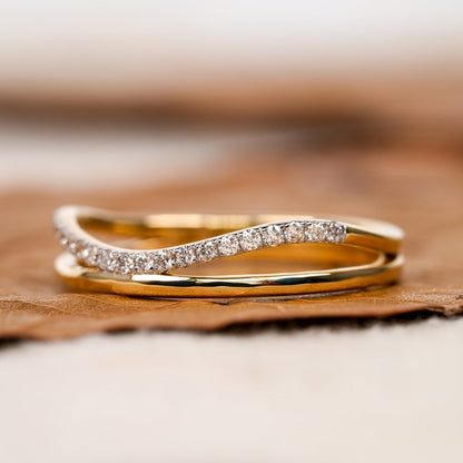 Lab Diamond Double Band Ring – 14K Gold