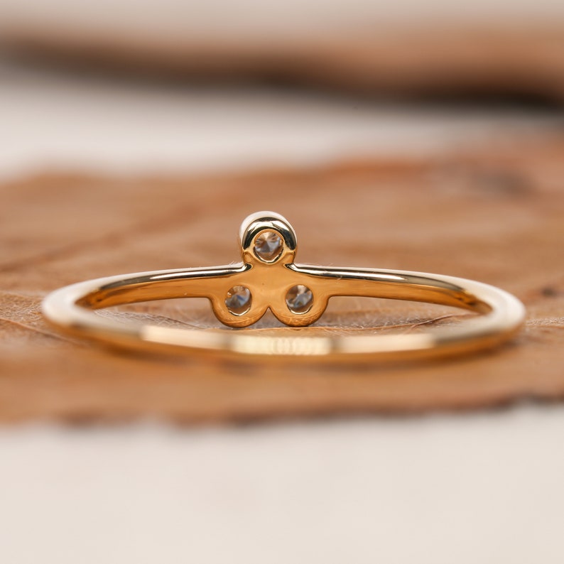 14K Gold Lab Grown Diamond Triangle Pave Stacking Ring