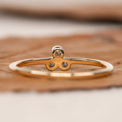 14K Gold Lab Grown Diamond Triangle Pave Stacking Ring