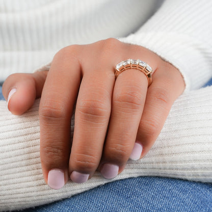 CarrÃ© Lab Diamond Five-Stone Ring, Solid Gold Stackable Band