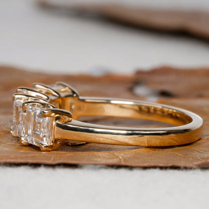 CarrÃ© Lab Diamond Five-Stone Ring, Solid Gold Stackable Band
