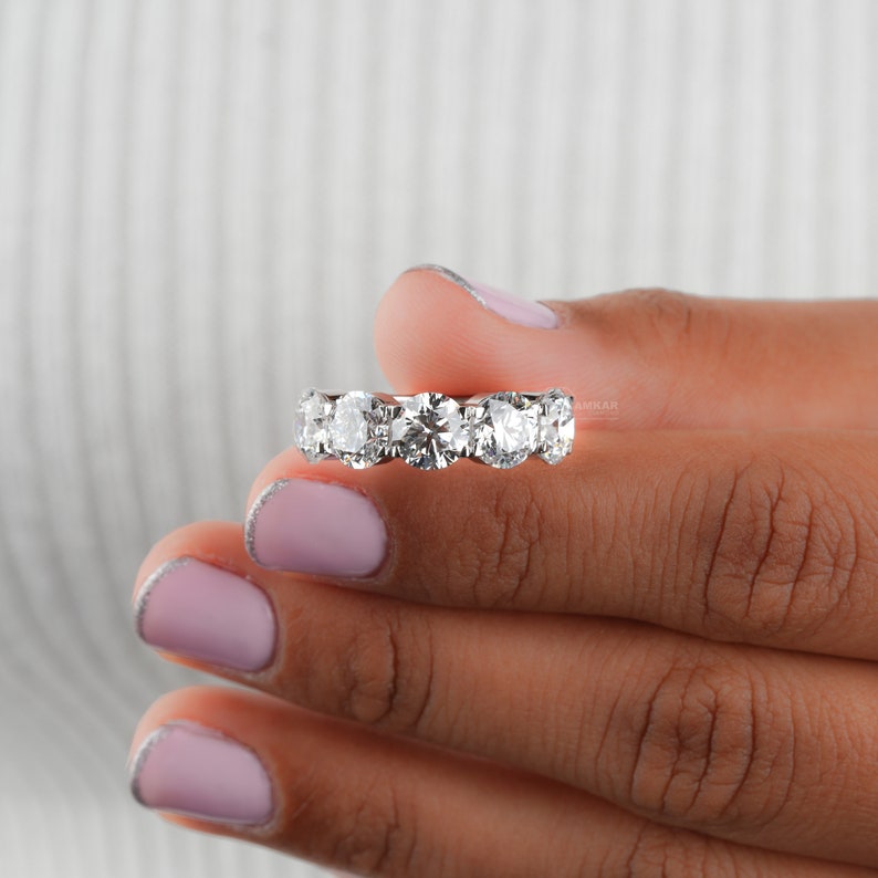 Round Lab Diamond Five-Stone Ring, IGI Certified Engagement Ring