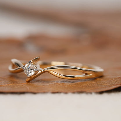 Twisted Infinity Lab Diamond Ring – 14K Gold Dainty Solitaire Band