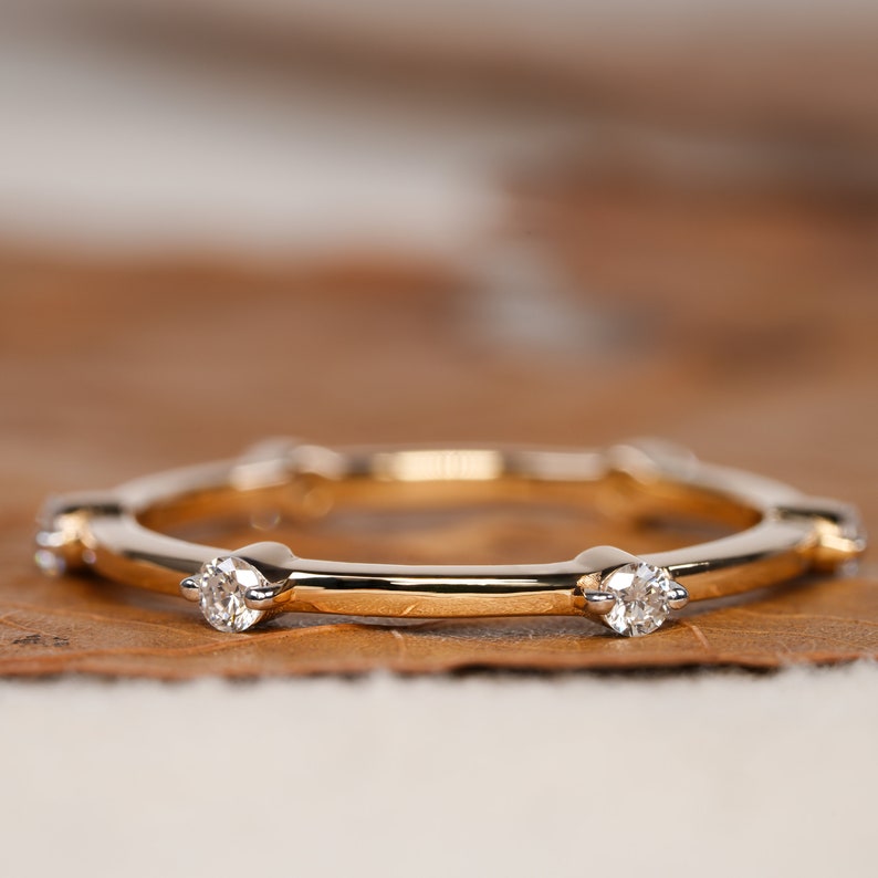 Unique Lab Diamond Bamboo Stacking Ring