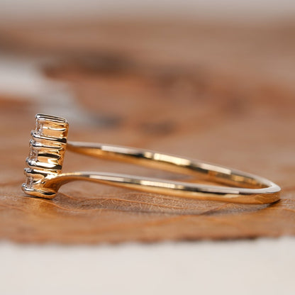 Three Stone Lab Diamond Ring 14K Gold Minima Ring for Women