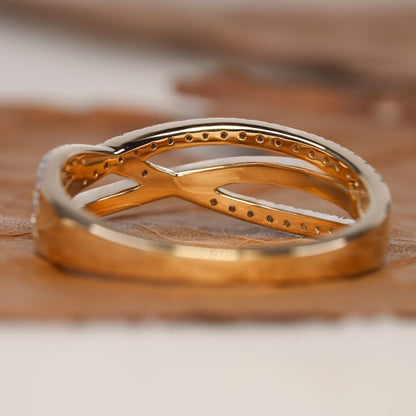 Crossover Lab Diamond Ring 14K Gold Criss Cross Wedding Band