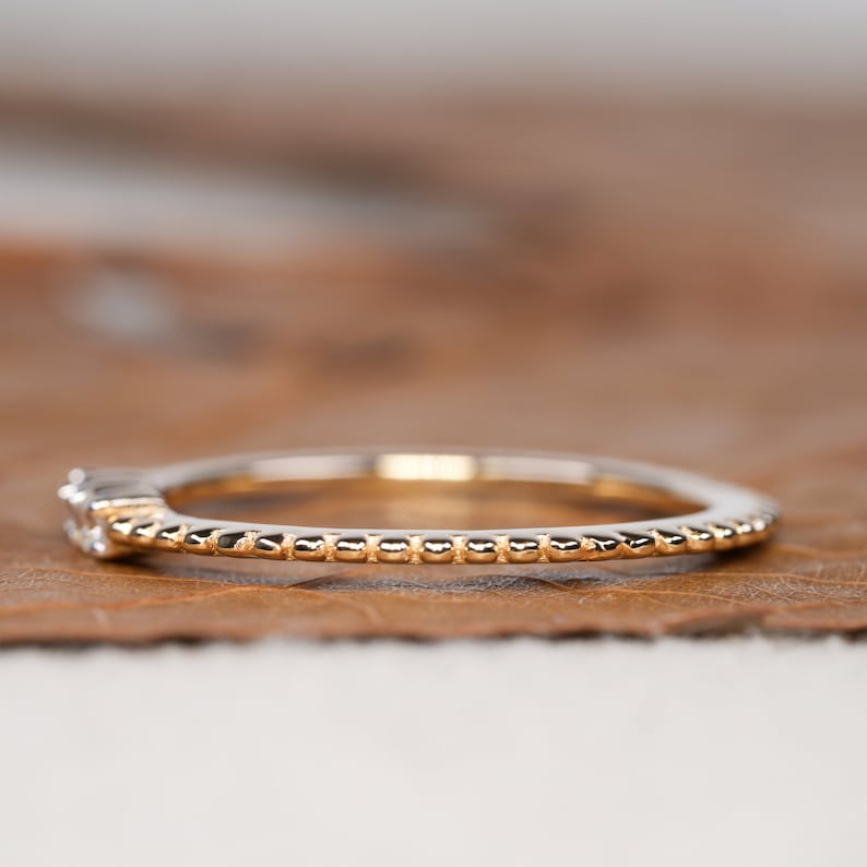Thin Triple Stone Diamond Ring | Daily Wear Stacking Ring