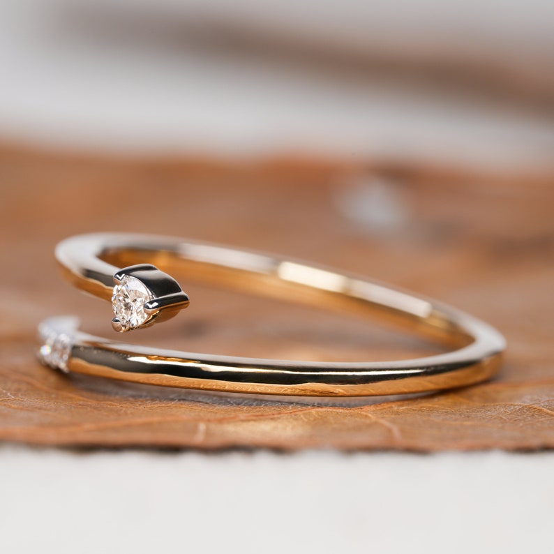 Open cuff lab diamond ring—minimal, adjustable, stackable