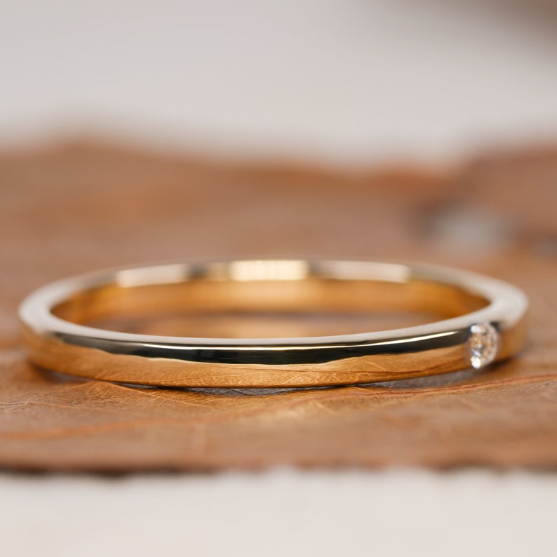 Single Round Lab Diamond Ring – Thin Minimalist Stacking Ring for Her