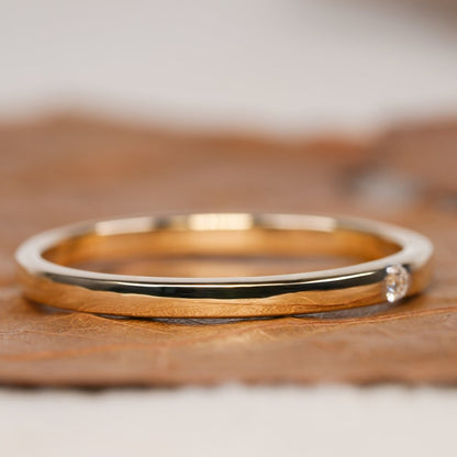 Single Round Lab Diamond Ring – Thin Minimalist Stacking Ring for Her