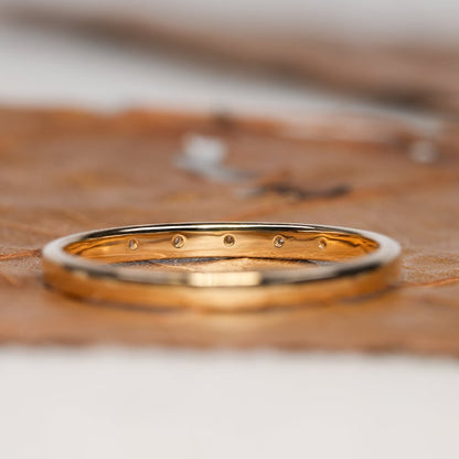 14K Gold 5 Stone Diamond Ring Dainty Stacking Band