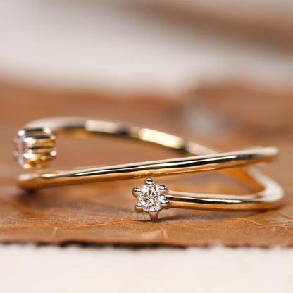 Criss Cross Lab Diamond Ring for Women, Minimalist Open Band Ring