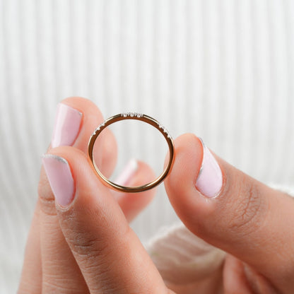 Lab Diamond Wedding Band 14K Gold, Minimal Pave Stacking Ring
