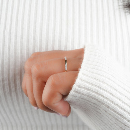 Lab Diamond Wedding Band 14K Gold, Minimal Pave Stacking Ring