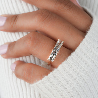 CarrÃ© Lab Diamond Five-Stone Ring, Solid Gold Stackable Band