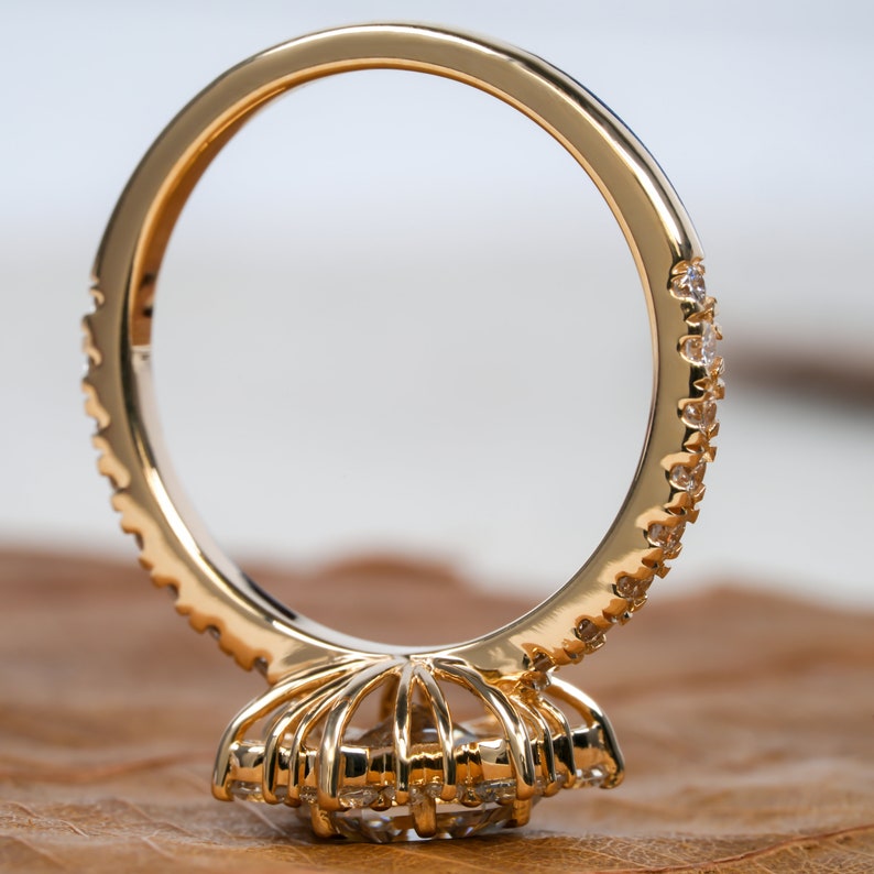 1.00 CT Hexagon Lab Grown Diamond Engagement Ring,Lab Diamond Wedding Ring,Cluster Halo Ring,Anniversary Ring,Gift For Wife