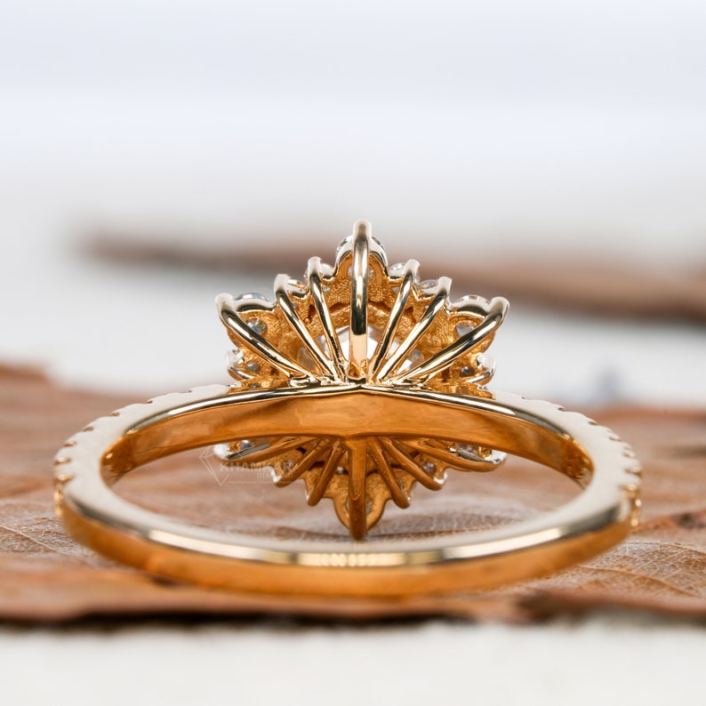 1.00 CT Hexagon Lab Grown Diamond Engagement Ring,Lab Diamond Wedding Ring,Cluster Halo Ring,Anniversary Ring,Gift For Wife