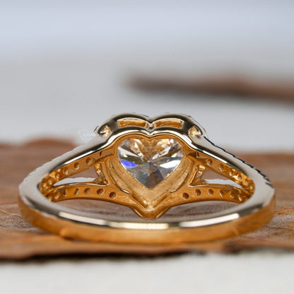 1.00CT Heart Lab Diamond Split Shank Halo Ring for her
