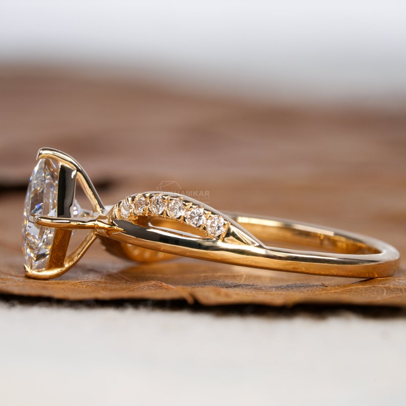 1CT Princess Lab Diamond Twisted Wedding Ring