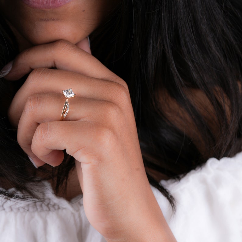 1CT Princess Lab Diamond Twisted Wedding Ring