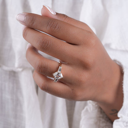 Dutch Marquise Lab Diamond Ring, 2CT Three Stone Baguette Ring