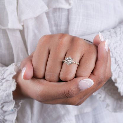 Hexagon Lab Diamond Engagement Ring for Women - IGI certidied