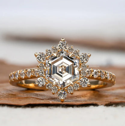 Hexagon Lab Diamond Engagement Ring for Women - IGI certidied