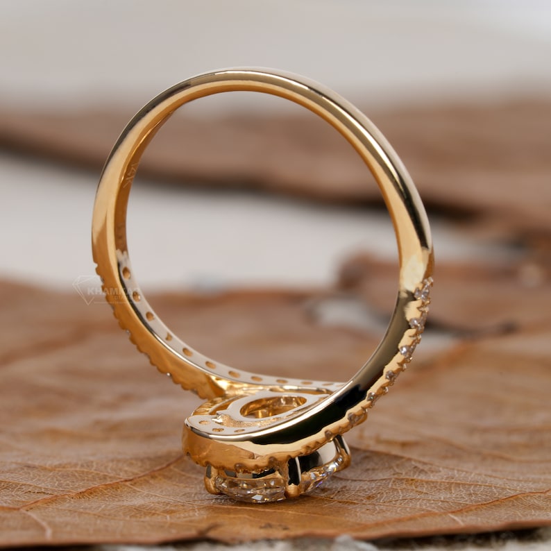 Oval Lab Diamond Bypass Pave Engagement Ring
