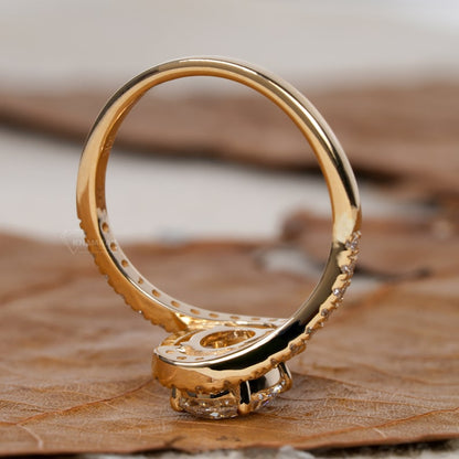 Oval Lab Diamond Bypass Pave Engagement Ring