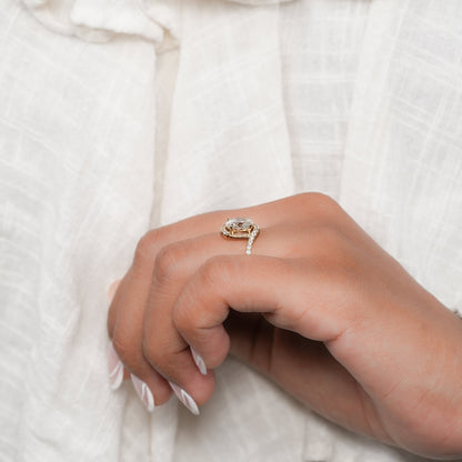 Oval Lab Diamond Bypass Pave Engagement Ring